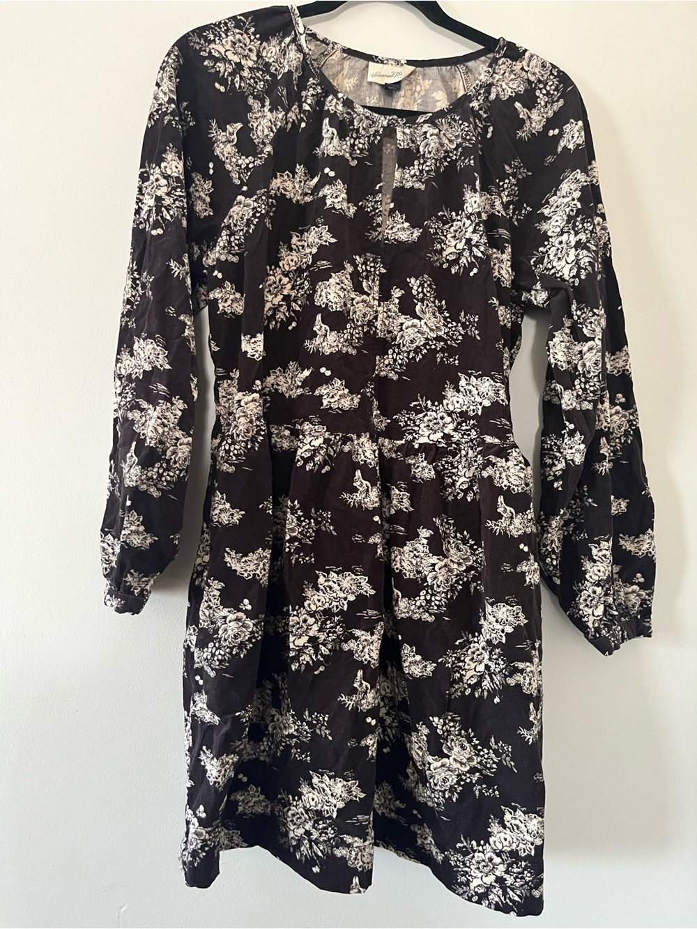 Universal Thread 100% Cotton Brown White Corduroy Long Sleeve Mini Dress Medium